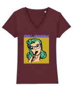 Funny Retro Comic Book Woman Tricou mânecă scurtă guler V Damă Evoker