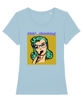 Funny Retro Comic Book Woman Sky Blue