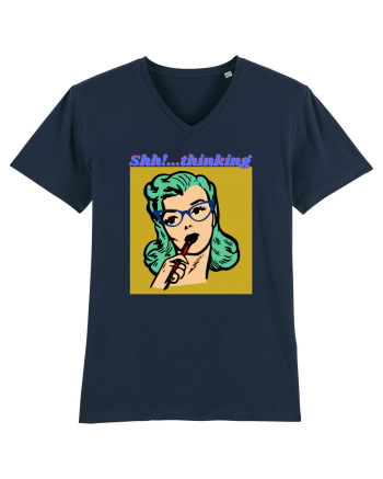 Funny Retro Comic Book Woman French Navy