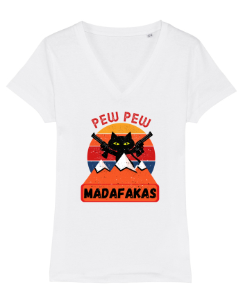 Funny Pew Pew Madafakas Cat White