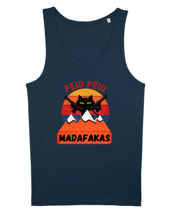 Funny Pew Pew Madafakas Cat Navy
