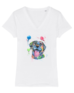 Happy Dog Tricou mânecă scurtă guler V Damă Evoker