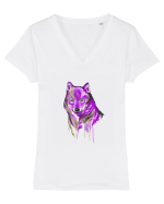 Lup portret Tricou mânecă scurtă guler V Damă Evoker