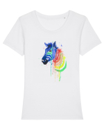 Zebra Tricou mânecă scurtă guler larg fitted Damă Expresser