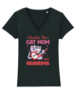 Rockin' The Cat Mom And Grandma Tricou mânecă scurtă guler V Damă Evoker