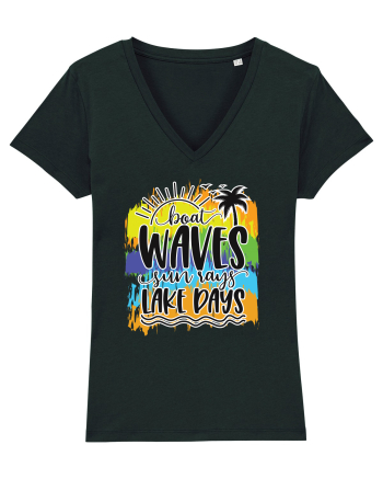 Boat Waves Sun Rays Lake Days Black