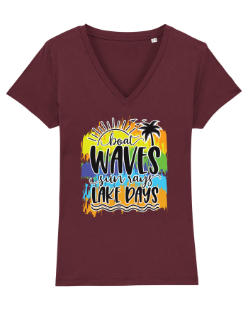Boat Waves Sun Rays Lake Days Burgundy