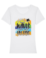 Boat Waves Sun Rays Lake Days Tricou mânecă scurtă guler larg fitted Damă Expresser