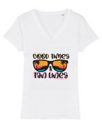 Good Times And Tan Lines Tricou mânecă scurtă guler V Damă Evoker