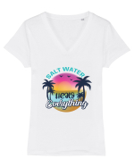 Salt Water Heals Everything Tricou mânecă scurtă guler V Damă Evoker
