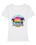 Salt Water Heals Everything Tricou mânecă scurtă guler larg fitted Damă Expresser