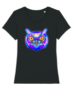 Skull Neon Owl Tricou mânecă scurtă guler larg fitted Damă Expresser