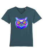 Skull Neon Owl Tricou mânecă scurtă guler V Bărbat Presenter