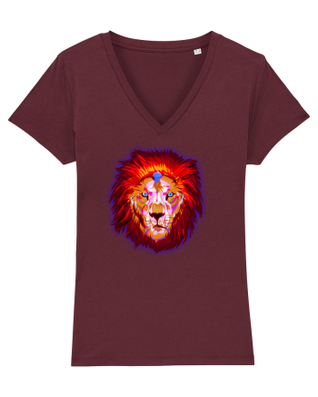Skull Neon Lion Burgundy
