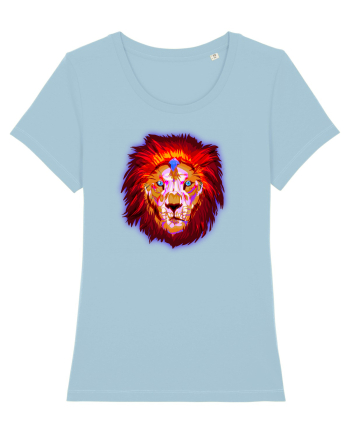 Skull Neon Lion Sky Blue