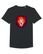 Skull Neon Lion Tricou mânecă scurtă guler larg Bărbat Skater