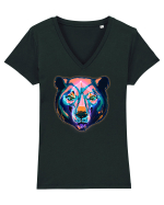 Skull Neon Bear Tricou mânecă scurtă guler V Damă Evoker
