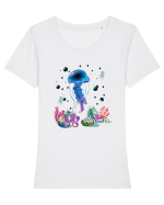 Blue Jellyfish Tricou mânecă scurtă guler larg fitted Damă Expresser