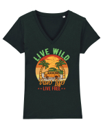 Live Wild Live Free Tricou mânecă scurtă guler V Damă Evoker