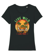 Live Wild Live Free Tricou mânecă scurtă guler larg fitted Damă Expresser