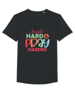 Hustle Hard Pray Harder Tricou mânecă scurtă guler larg Bărbat Skater