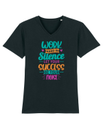 Work Hard In Silence Tricou mânecă scurtă guler V Bărbat Presenter