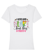 I Gotta Goop Heart But This Mouth Tricou mânecă scurtă guler larg fitted Damă Expresser