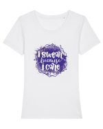 I Swear Because I Care Tricou mânecă scurtă guler larg fitted Damă Expresser