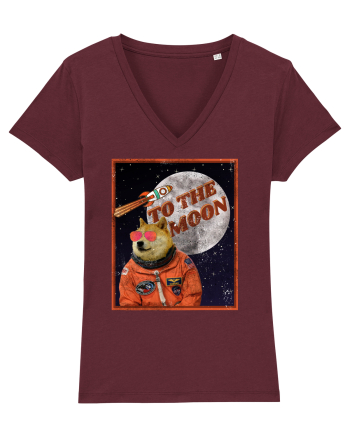 To The moon  Dogecoin Astronaut  Burgundy