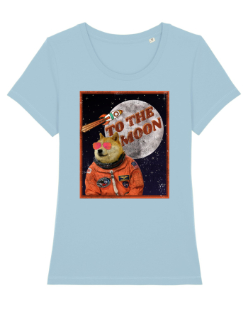 To The moon  Dogecoin Astronaut  Sky Blue