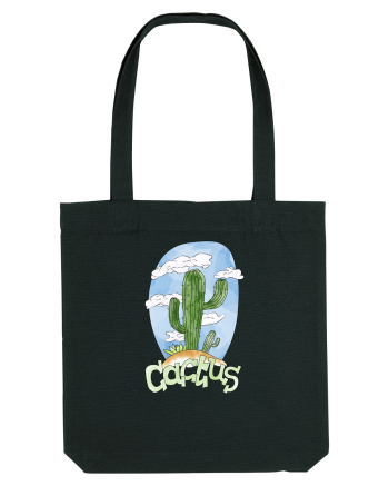 Summer Breeze - Watercolor Cactus Black