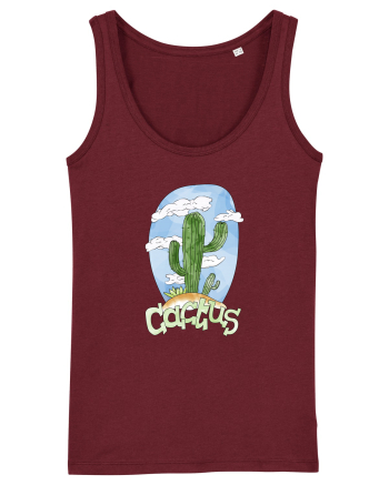 Summer Breeze - Watercolor Cactus Burgundy