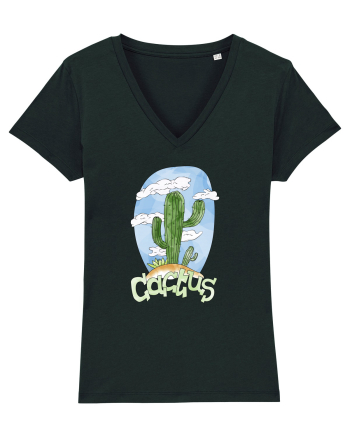 Summer Breeze - Watercolor Cactus Black