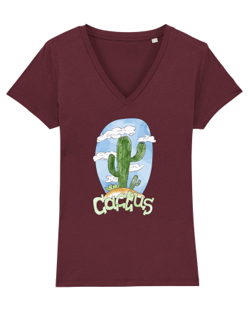 Summer Breeze - Watercolor Cactus Burgundy