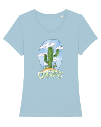 Summer Breeze - Watercolor Cactus Sky Blue