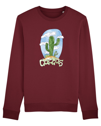 Summer Breeze - Watercolor Cactus Burgundy