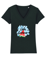 Summer Breeze - Watercolor Hello Summer Watermelon (Pepene) Tricou mânecă scurtă guler V Damă Evoker