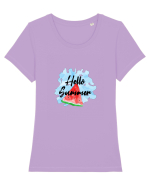 Summer Breeze - Watercolor Hello Summer Watermelon (Pepene) Tricou mânecă scurtă guler larg fitted Damă Expresser