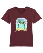 Summer Breeze - Watercolor Paradise Palmtrees (Palmieri) Tricou mânecă scurtă guler V Bărbat Presenter