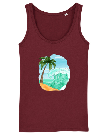 Summer Breeze - Watercolor  Wave (Val) Burgundy