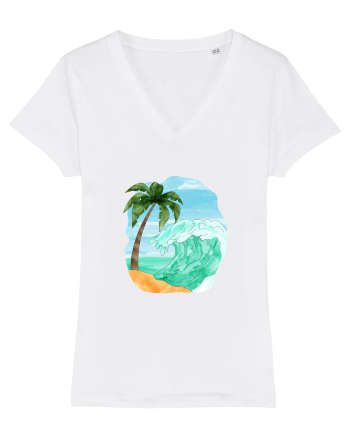 Summer Breeze - Watercolor  Wave (Val) White