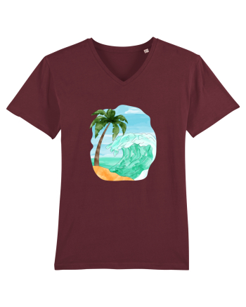 Summer Breeze - Watercolor  Wave (Val) Burgundy