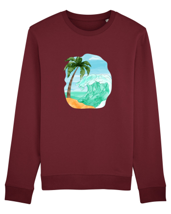 Summer Breeze - Watercolor  Wave (Val) Burgundy