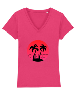 Summer Breeze - Gradient Sunset (Apus) Tricou mânecă scurtă guler V Damă Evoker