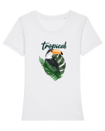 Summer Breeze - Watercolor Toucan (Tucan) Tricou mânecă scurtă guler larg fitted Damă Expresser