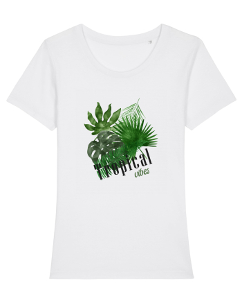 Summer Breeze - Watercolor Tropical Leaves (Frunze Tropicale) White