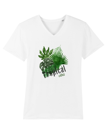 Summer Breeze - Watercolor Tropical Leaves (Frunze Tropicale) White