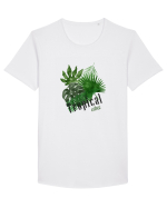 Summer Breeze - Watercolor Tropical Leaves (Frunze Tropicale) Tricou mânecă scurtă guler larg Bărbat Skater