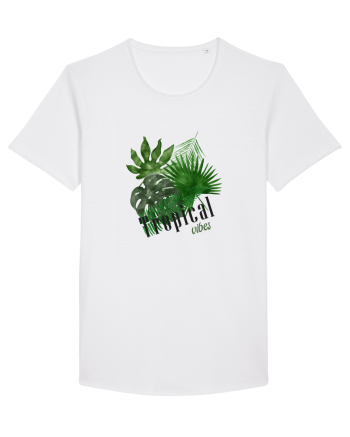 Summer Breeze - Watercolor Tropical Leaves (Frunze Tropicale) White