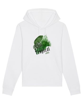 Summer Breeze - Watercolor Tropical Leaves 2 (Frunze Tropicale) White
